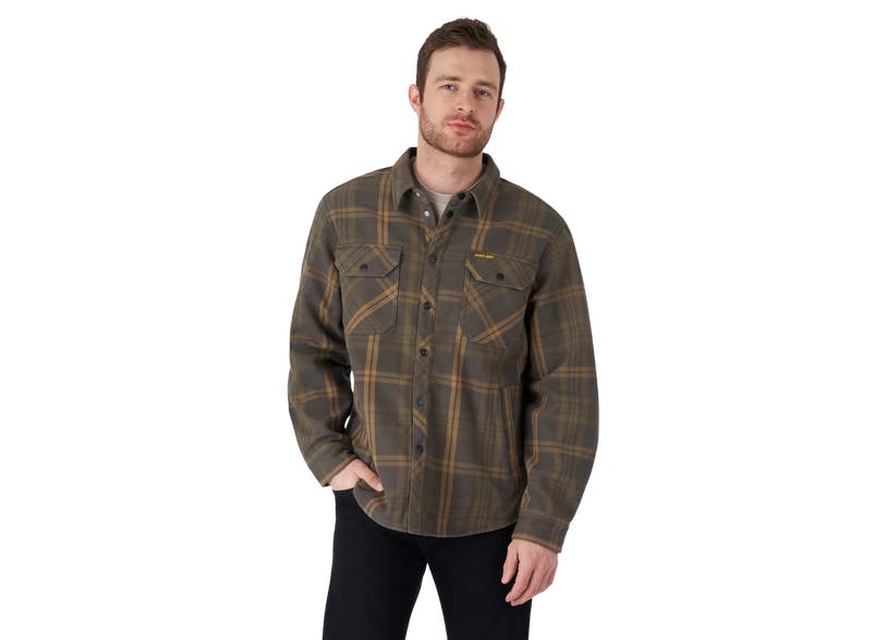 Can‑Am Bonded Plaid Overshirt Army Green
