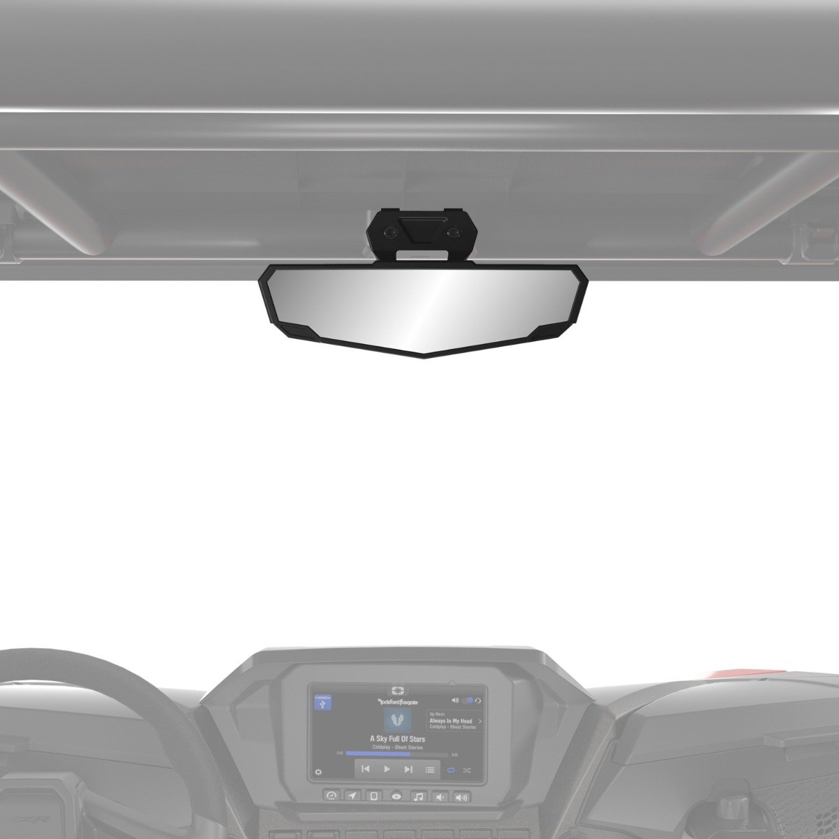 Polaris Rear View Premium Convex Mirror for RZR, ROPS Mounted, Qty 1